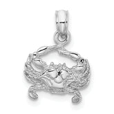 14K White Gold Blue Crab Charm
