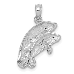 14K White Gold Double Manatee Pendant