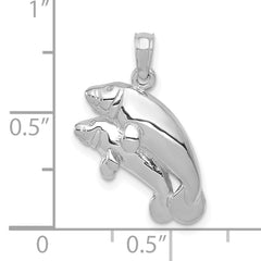 14K White Gold Double Manatee Pendant