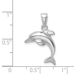 14k White Gold Jumping Dolphin Pendant