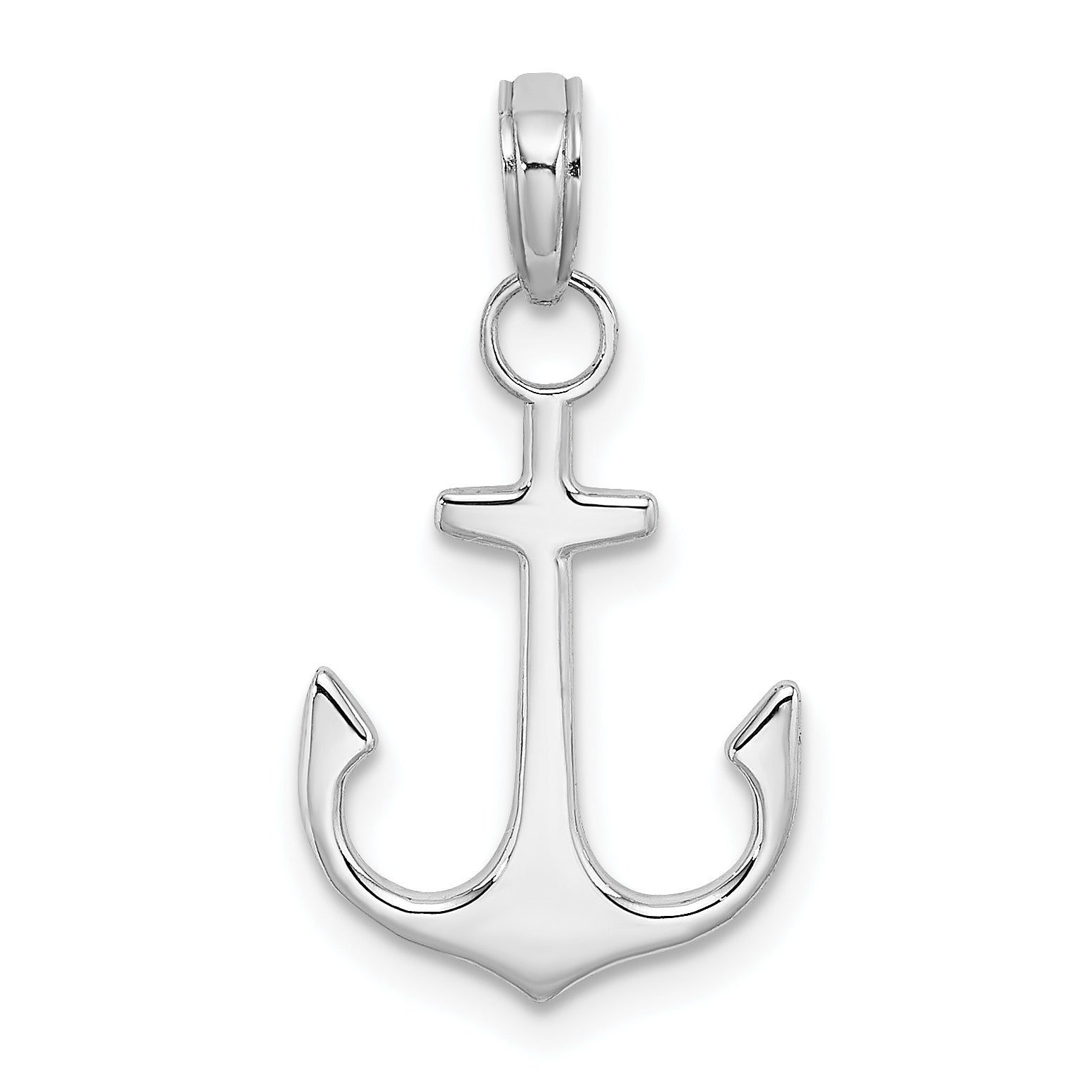 14K White Gold 2-D Polished Anchor Charm