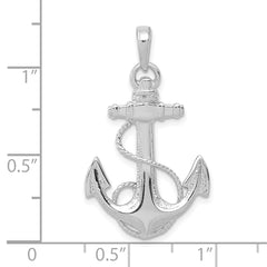 14K White Gold Anchor w/Rope Pendant