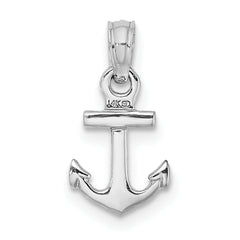 14k White Gold Mini Anchor Pendant