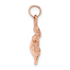 14k Rose Gold Textured Sea Turtle Charm