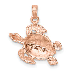 14k Rose Gold Textured Sea Turtle Charm