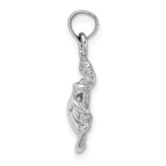 14K White Gold Textured Sea Turtle Charm