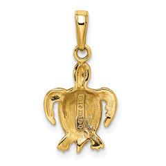 14k Green Enameled Sea Turtle Pendant