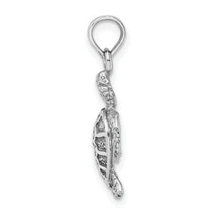14K White Gold Sea Turtle Charm