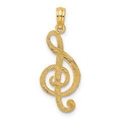 14K Textured Treble Clef Charm