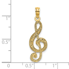 14K Textured Treble Clef Charm