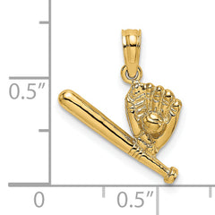 14K Baseball, Bat and Glove Charm