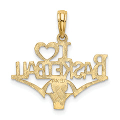 14K I HEART BASKETBALL with Ball and Net Charm