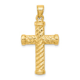 14k Reversible Diamond-cut Textured Cross Pendant