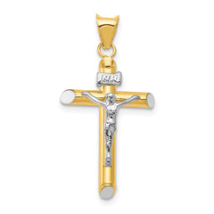 14K Two-Tone and White Rhodium Inri Crucifix Pendant