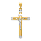 14K Two-Tone and White Rhodium Inri Crucifix Pendant
