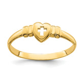 14k Heart w/Cut-Out Cross Ring