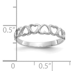 14K White Gold Polished Hearts Ring