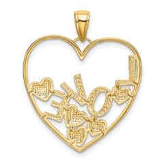 14K and White Rhodium LOVE and Floating Hearts Pendant