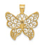 14K Yellow Gold Polished Filigree Butterfly Pendant