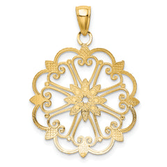 14K and White Rhodium Starburst Pendant