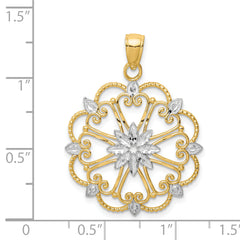 14K and White Rhodium Starburst Pendant
