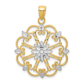 14K and White Rhodium Starburst Pendant