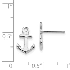 14K White Gold Anchor Post Earrings