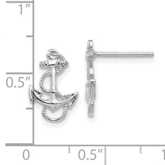 14K White Gold Anchor with Rope Trim Post Earrings