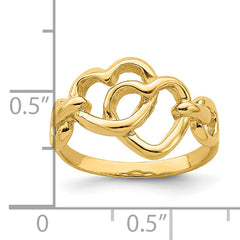 14K Double Cut-out Heart Ring