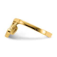 14K Double Heart Drop V Ring