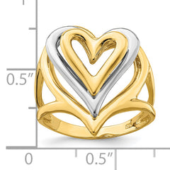 14K Two-tone Triple Stacked Heart Ring