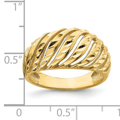 14K Open Slash Diamond-cut Dome Ring