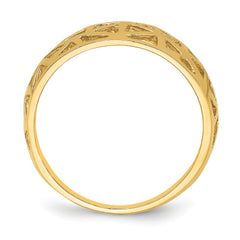 14K Triangle Cut-out Pattern Dome Ring