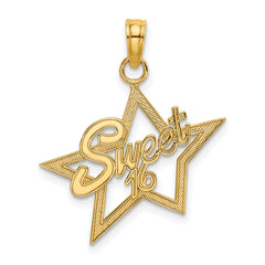 14k SWEET 16 Star Charm