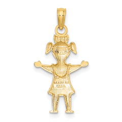 14k Solid Polished Girl with Pig-Tails Charm
