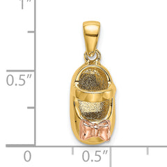 14k 3-D Two-tone Baby Shoe with Bow Charm