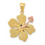 Hibiscus Charm in 14K Two-Tone Gold, 22mm Textured - Sophia Jewelers