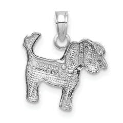 14k White Gold Polished Dog Charm