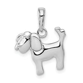 14k White Gold Polished Dog Charm