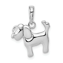 14k White Gold Polished Dog Charm