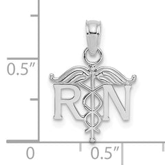 14K White Gold RN Registered Nurse Pendant