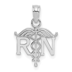 14K White Gold RN Registered Nurse Pendant