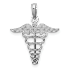 14k White Gold Caduceus Charm