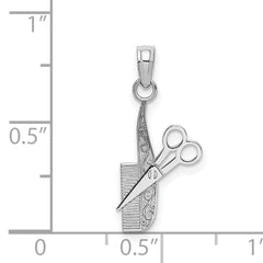 14k White Gold Comb and Scissors Charm