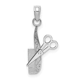 14k White Gold Comb and Scissors Charm