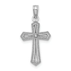 14K White Gold Beaded Trim Cross Charm