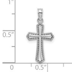 14K White Gold Beaded Trim Cross Charm