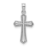 14K White Gold Beaded Trim Cross Charm