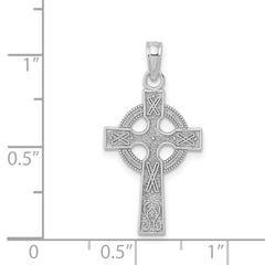 14k White Gold Celtic Cross Pendant