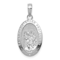 14k White Gold Saint Christopher Medal Pendant